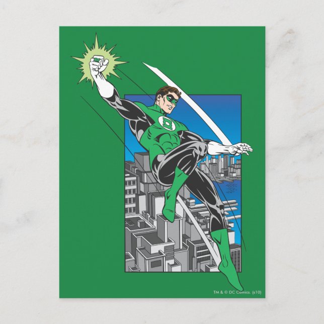 Green Lantern with City Background Postcard (Front)