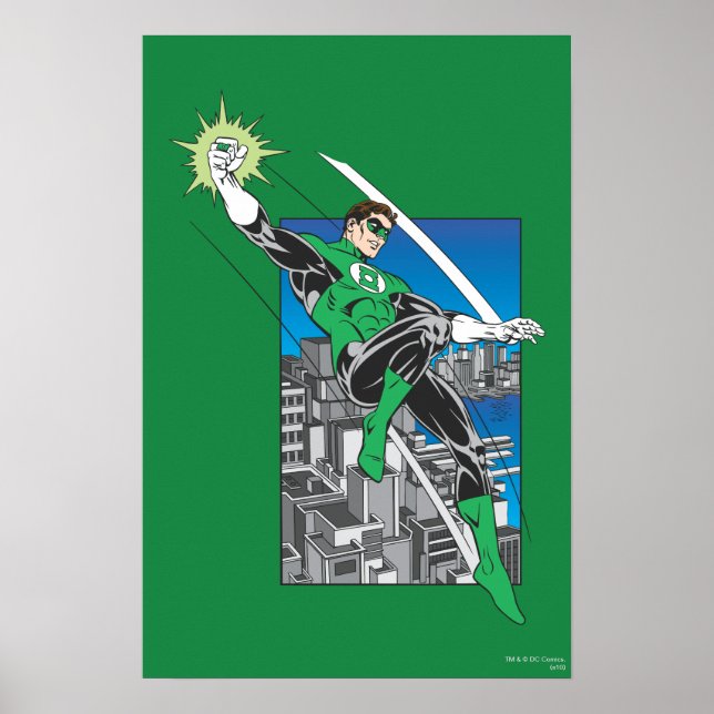 Green Lantern with City Background Poster (Front)