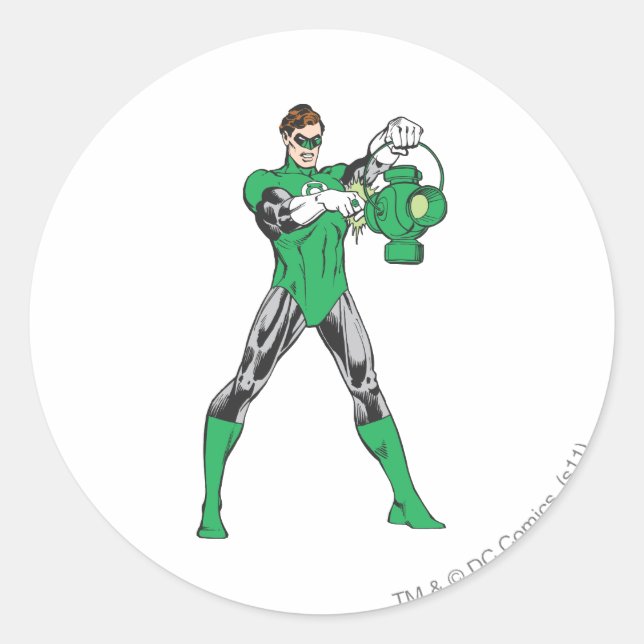 Green Lantern with Lantern Classic Round Sticker (Front)