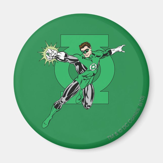 Green Lantern with Logo Background Magnet (Front)