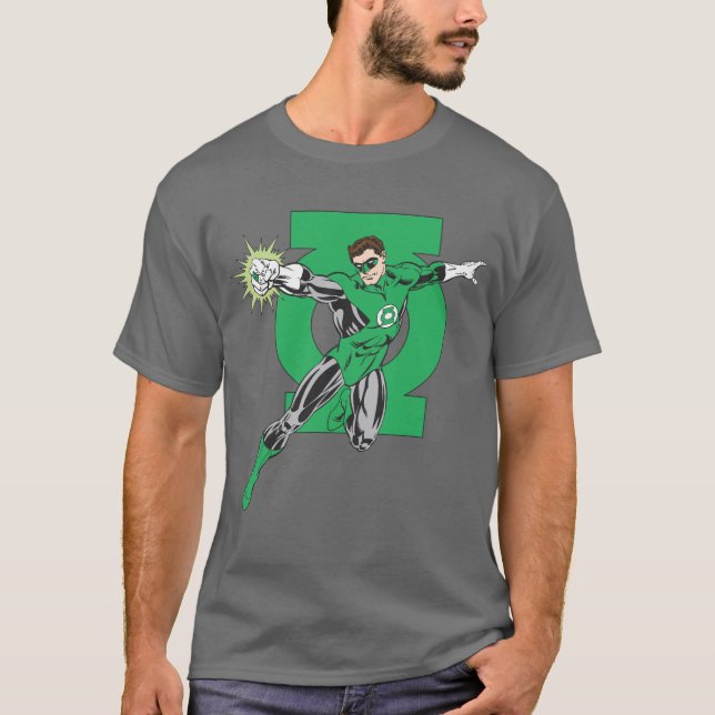 Green Lantern with Logo Background T-Shirt (Front)