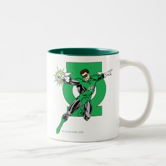 Green Lantern with Logo Background Two-Tone Coffee Mug