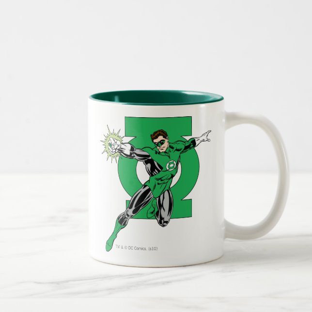 Green Lantern with Logo Background Two-Tone Coffee Mug (Right)