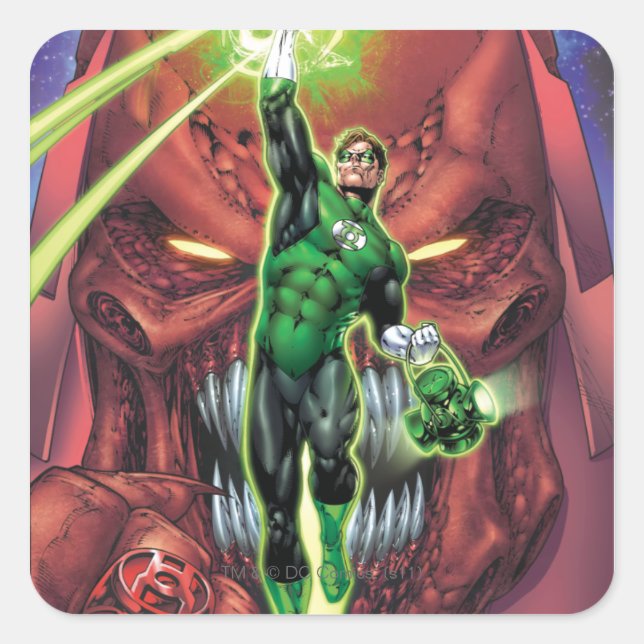 Green Lantern with stream of light - Color Square Sticker (Front)