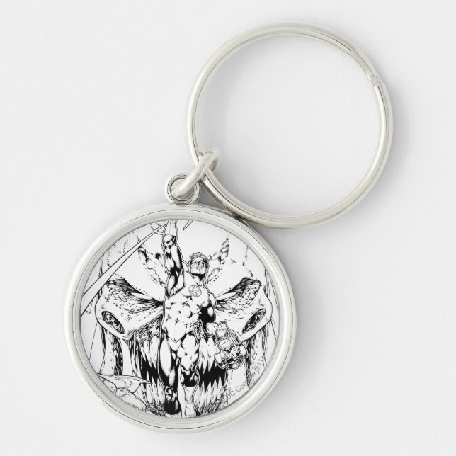 Green Lantern with stream of light Keychain (Front)