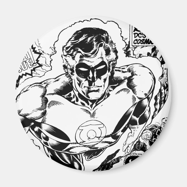 Green Lanterns Flying, Black and White Magnet (Front)