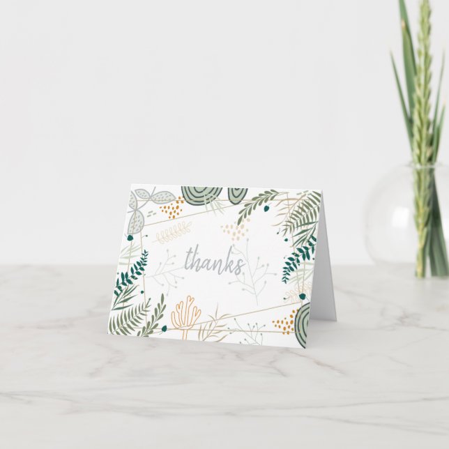Green Large Leaf Foliage Thank You Card (Front)