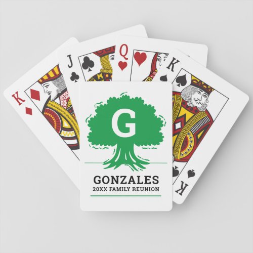 Green Large Tree with Initial - Family Reunion Poker Cards