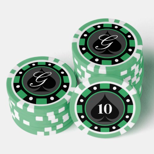 Green Las Vegas casino party gambling poker chips