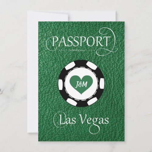 Green Las Vegas Passport Save the Date Card
