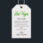 Green Las Vegas Sparkles Wedding Welcome Gift Tags<br><div class="desc">This Las Vegas Welcome Gift Tag is accented with sparkly green type on a white background, making it perfect to decorate a welcome gift for your guests at a destination wedding in Las Vegas. It is part of the Green Las Vegas Sparkles Wedding Collection. If additional coordinating items are needed,...</div>