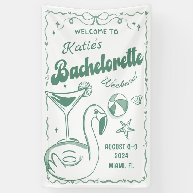 Green Last Toast Beach Bachelorette Weekend Banner (Vertical)
