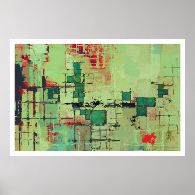 Green Lattice Abstract Art Print (Front)