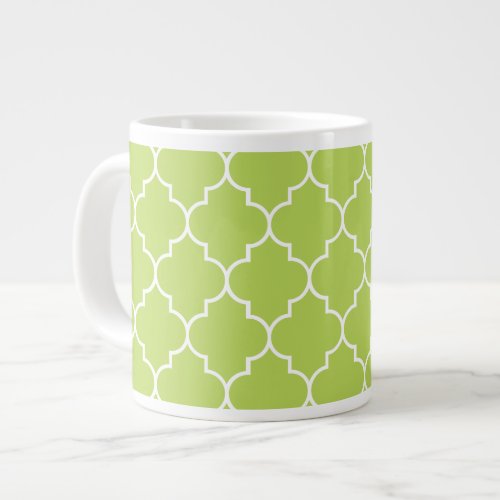 Green Latticework Quatrefoil Moroccan Trellis Giant Coffee Mug