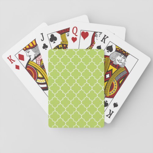 Green Latticework Quatrefoil Moroccan Trellis Poker Cards