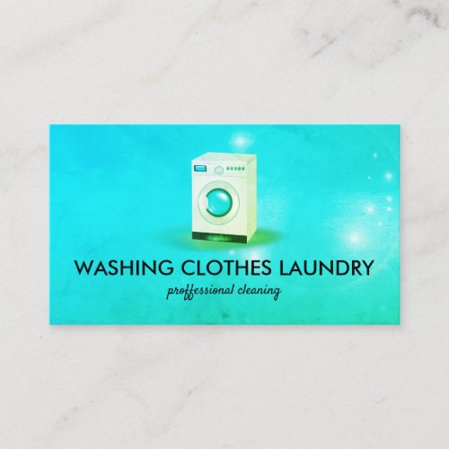 Green Laundry Cleaning Clothes Washing Business Card