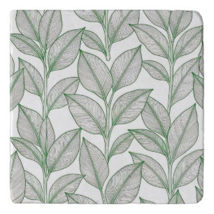 Green Laurel Leaf Botanical Pattern Trivet