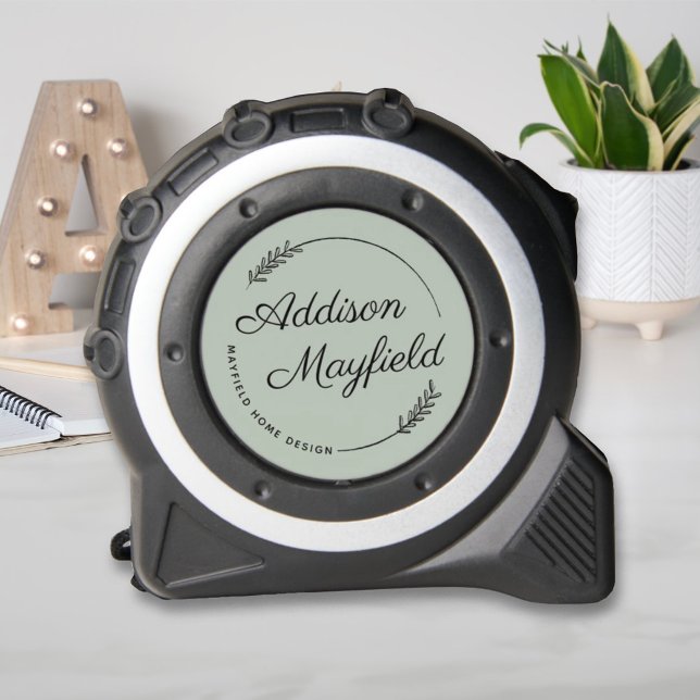 Green Laurel Leaves Business Name Custom Tape Measure (Creator Uploaded)