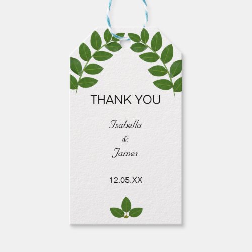 Green Laurel Leaves Wedding Gift Tags