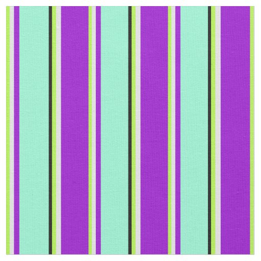 Green, Lavender, Dark Violet, Aquamarine & Black Fabric