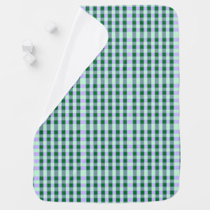 Green & Lavender Gingham Stripes Karo Pattern Baby Blanket