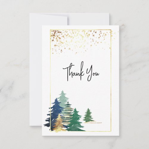 Green Lavender Gold Pine Trees Inspirational Thank You Card