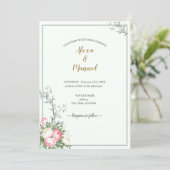 Green Lavenderblush Floral Wedding Invitation (Standing Front)