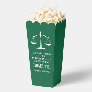 Green Law School Custom Graduation Party Popcorn Favor Boxes