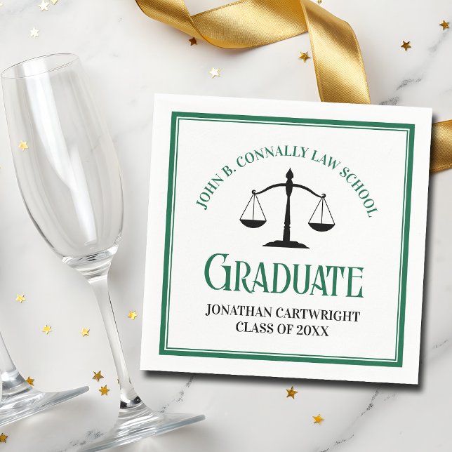 Green Law School Graduation Party Personalized Napkins (Creator Uploaded)