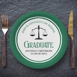 Green Law School Graduation Party Personalized Paper Plates