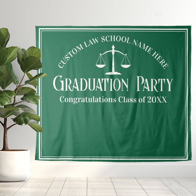 Green Law School Graduation Party Photo Booth Tapestry (Creator Uploaded)