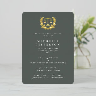 Green Law School/Legal Qualifications Graduation Foil Invitation