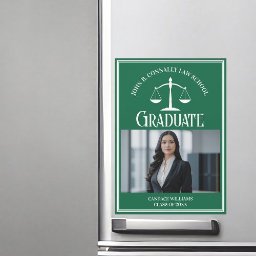 Green Law School Photo Graduation Magnet Card