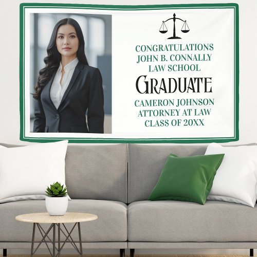 Green Law School Photo Graduation Party Banner