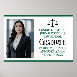 Green Law School Photo Graduation Party Poster