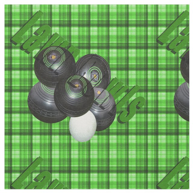 Green Lawn Bowls Checked Tartan Design, Fabric (Close Up)