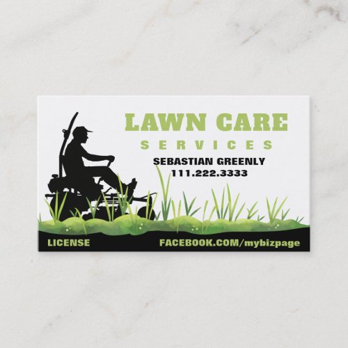  Green Lawn Care Landscaping Grass Modern Business Card