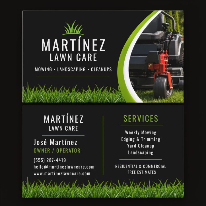 Green Lawn Care Landscaping Grass Professional Business Card