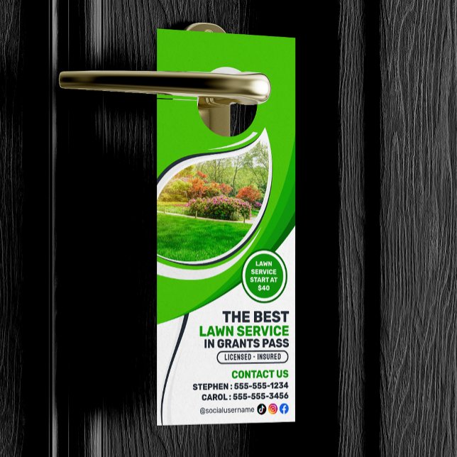 Green Lawn Care Landscaping Mow Mulching Service Door Hanger (Creator Uploaded)