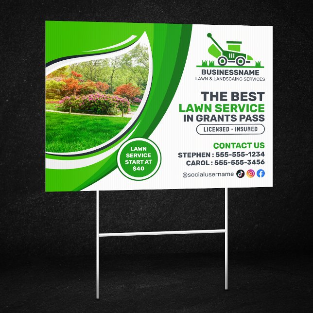Green Lawn Care Landscaping Mow Mulching Service Sign (Creator Uploaded)