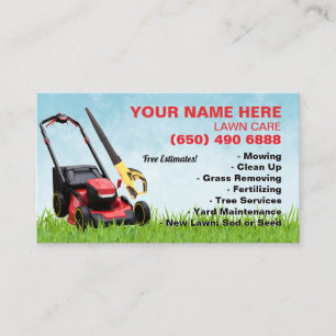 Green Lawn Care Landscaping Mowing Grass Service Business Card