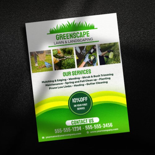 Green Lawn care Mowing and landscaping Service Flyer