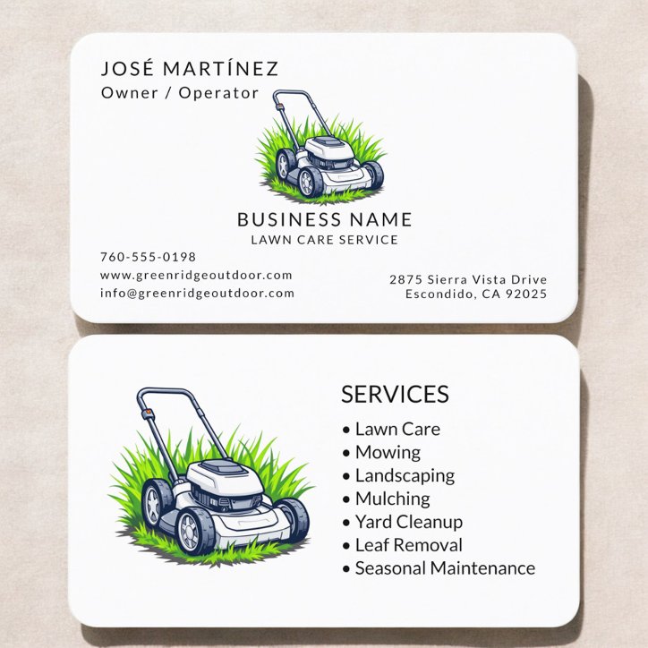Green Lawn Care Services Professional Business Card