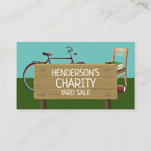 Green Lawn Charity Yard Sale Event Advertising Business Card