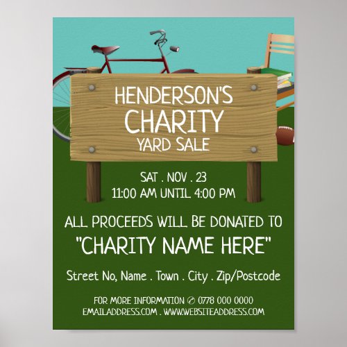 Green Lawn Charity Yard Sale Event Advertising Poster