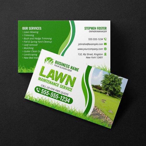 Green Lawn Maintenance Service Landscaping Mow  Business Card