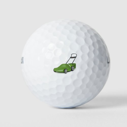 Green lawn mower golf balls