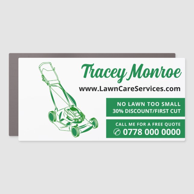 Green Lawn-Mower, Lawn Care Services Car Magnet (Front)