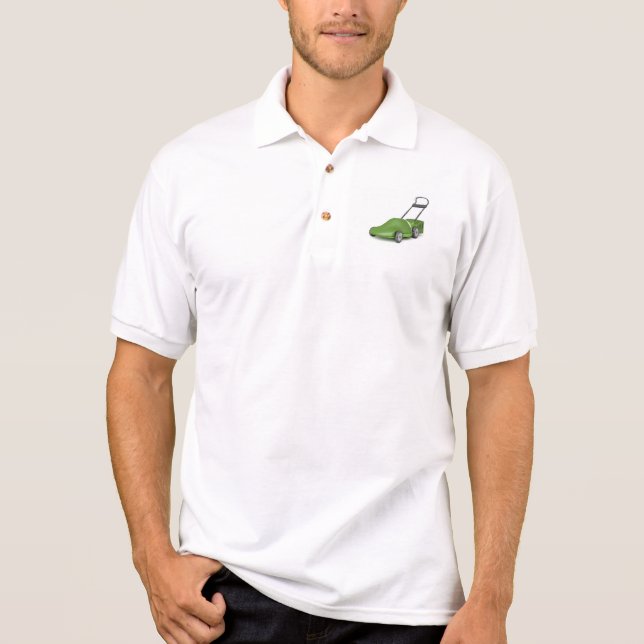 Green lawn mower polo shirt (Front)