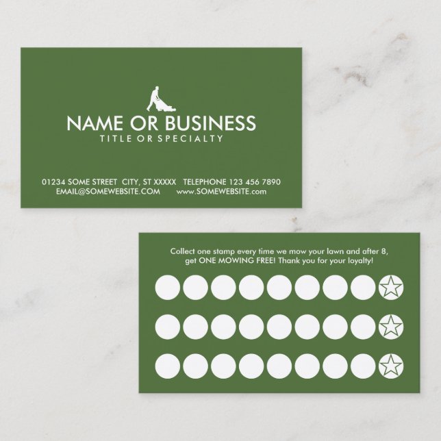 green lawn mowing loyalty card (Front/Back)